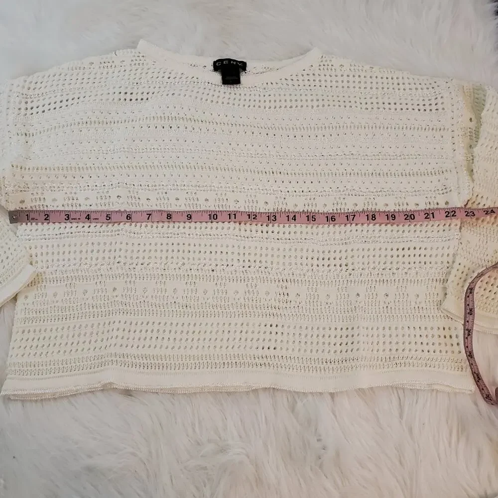 Cotton Emporium Large Boat Neck Pointelle Sweater $58